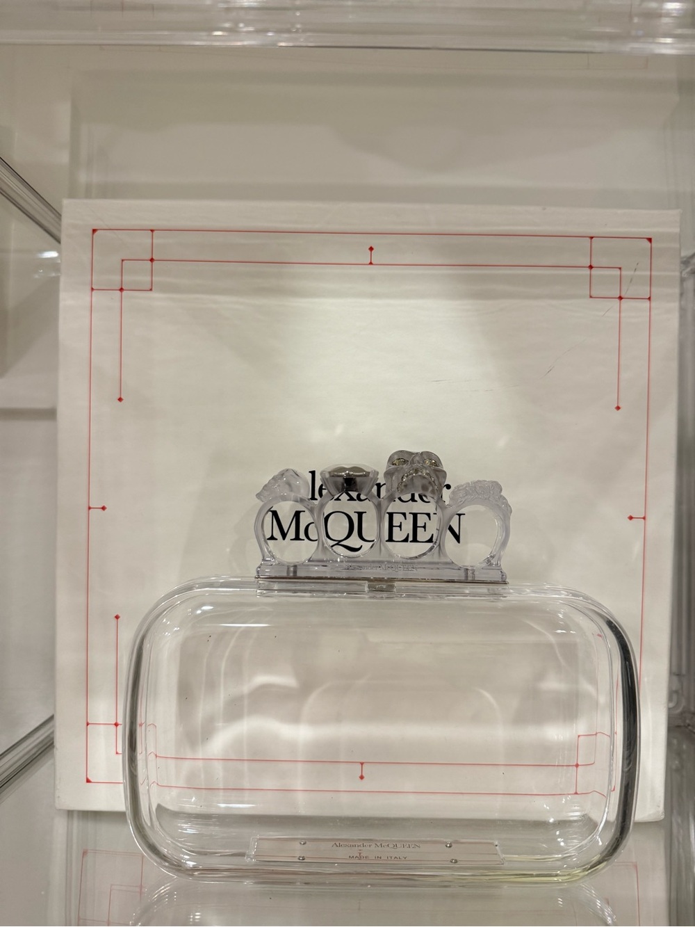 Alexander McQueen Transparent Clear Knuckle Clutch authentic